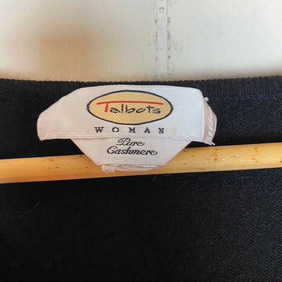 Talbots Black Cashmere Appliquéd V-neck Sweater Women’s Size Large - Picture 11 of 12
